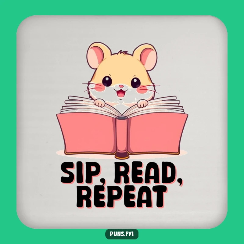 Funny Hamster Reading Drink Coaster: Protect Surfaces with Hilarious Book Art