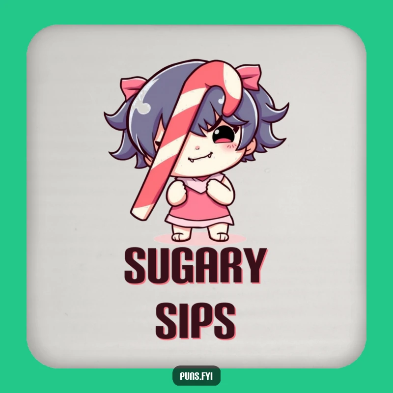 Funny Candy Cane Mischief Coaster: Protect Surfaces with Sweet Style, A Quirky Funny Gift!