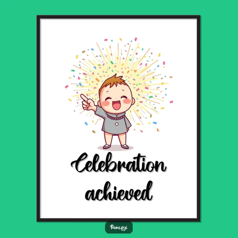 Funny Confetti Burst Poster: Enthusiastic Character Art for Vibrant, Humorous Decor