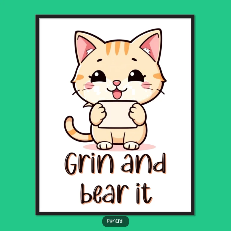 Funny Cat Speech Bubble Poster: Grinning Icon Art, Great Decor Gift