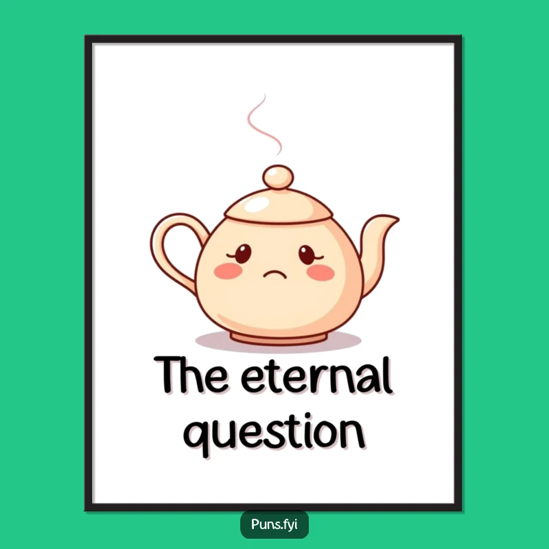 Funny Confused Teapot Poster: Puzzling Wall Art for Thoughtful Spaces!