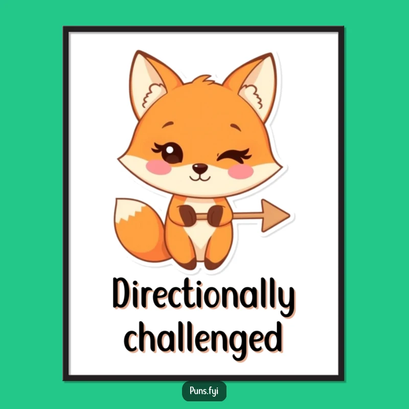 Funny Fox Wink Arrow Poster: Witty Cartoon Wall Art, Ideal Funny Gift