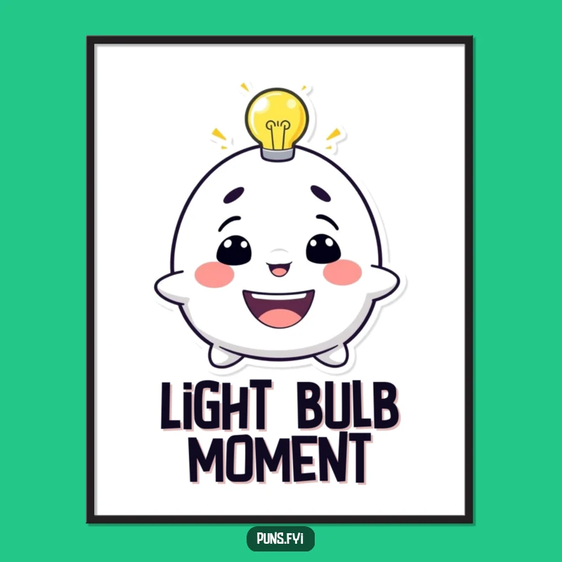 Funny Lightbulb Idea Poster: Grinning Genius Character, Inspiring Wall Art