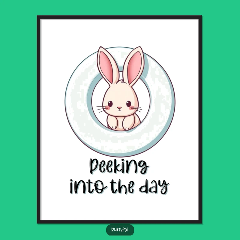Funny Rabbit Poster: Curious Peek Artwork for a Playful Funny Gift