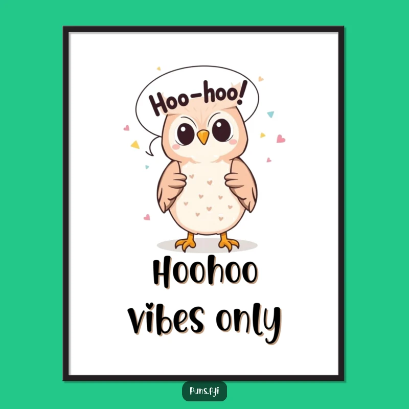 Funny Owl Hoo-hoo Confetti Poster: Whimsical Cartoon Bird Wall Art, Funny Gift