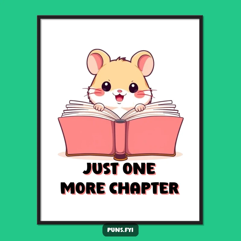 Funny Hamster Reading Poster: Hilarious Bookish Wall Art for Your Space