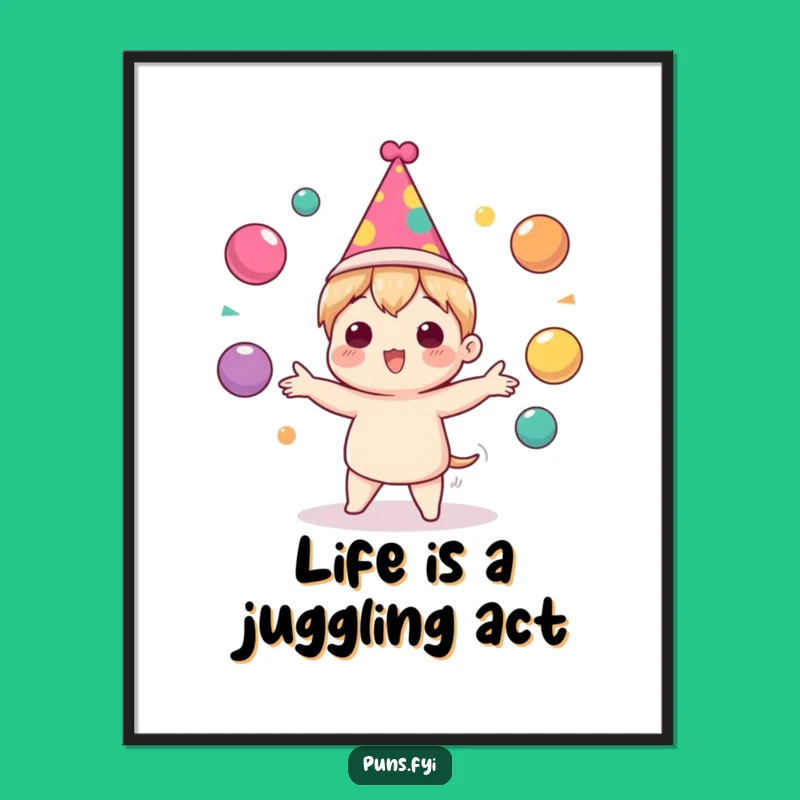 Funny Festive Character Poster: Juggling Balls Art, Gift Idea!