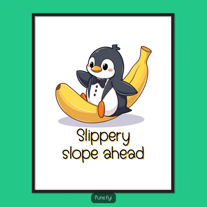 Funny Penguin Tuxedo Slip Poster: Hilarious Wall Art for Instant Laughter!