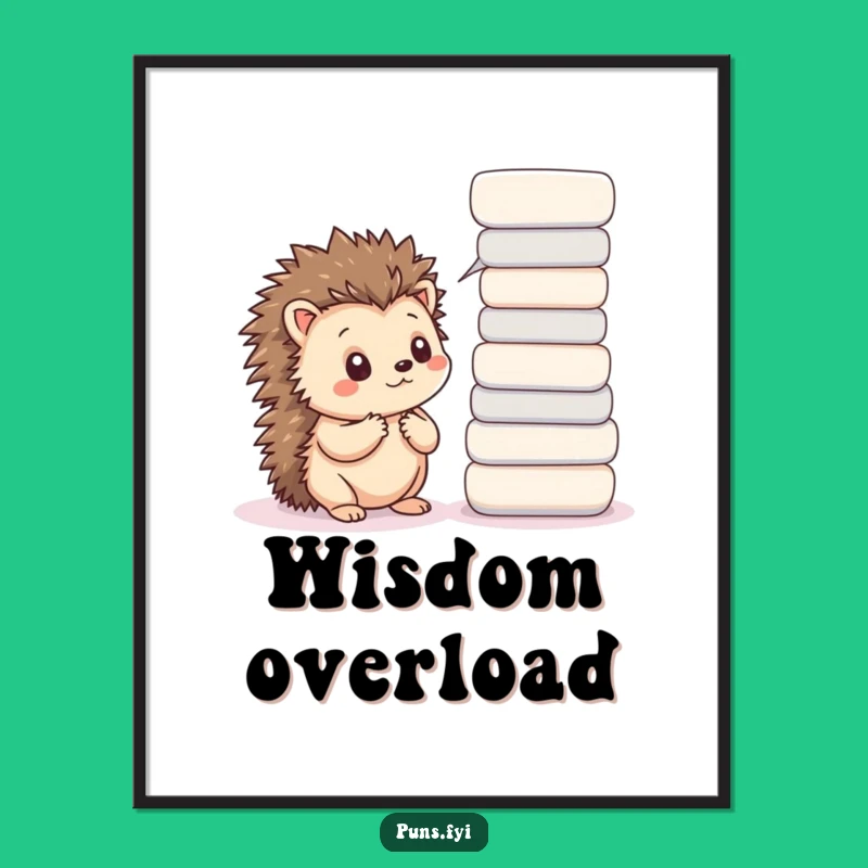 Funny Thoughtful Hedgehog Poster: Adorable Kawaii Art for the Introspective Soul