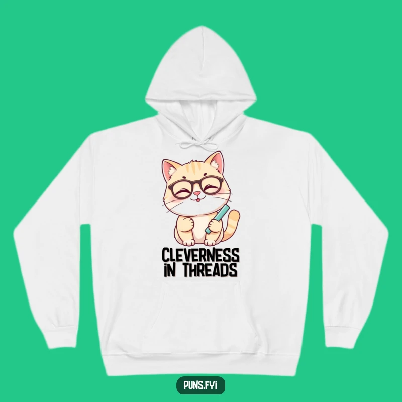 Funny Winking Cat Chalk Hoodie - Cozy Intellectual Wear, Hilarious Gift