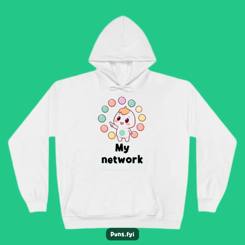 Cozy Funny Connection Hoodie: Character Links Circles, Warm Thinker's Wear