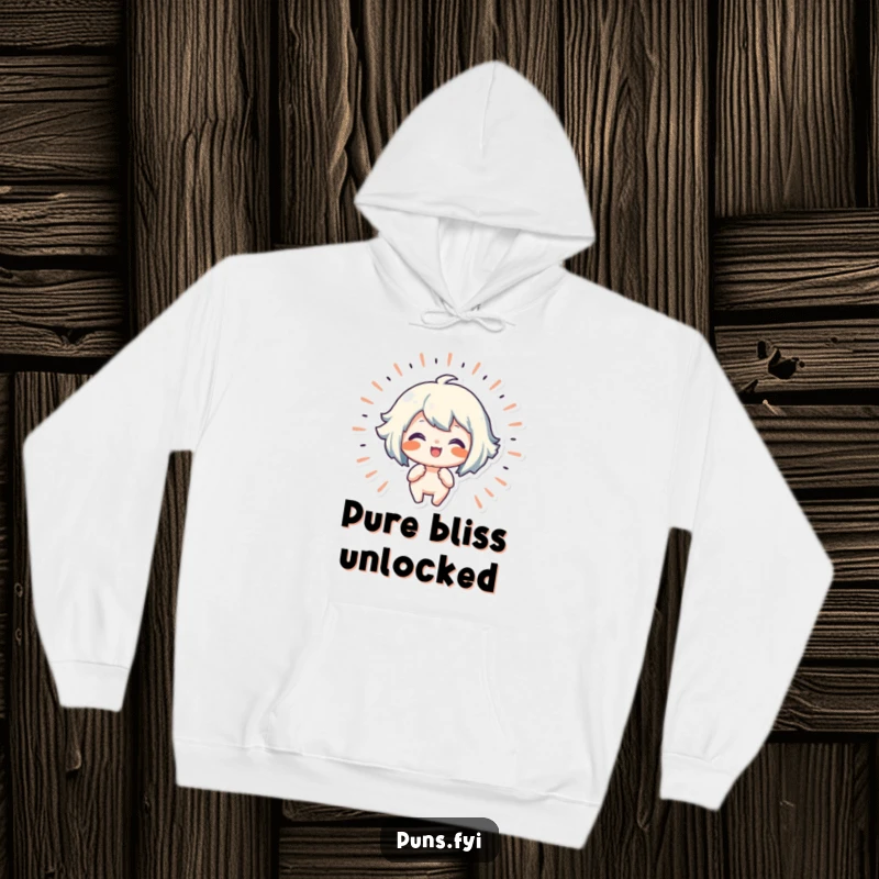 Funny hoodie with a character emanating lines of joy, perfect for spreading warmth and happiness on cooler days.