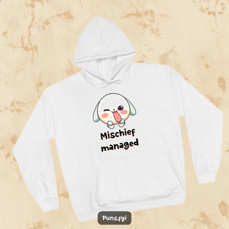 Funny hoodie featuring a playful character sticking its tongue out with a wink, designed for comfort and mischievous vibes.