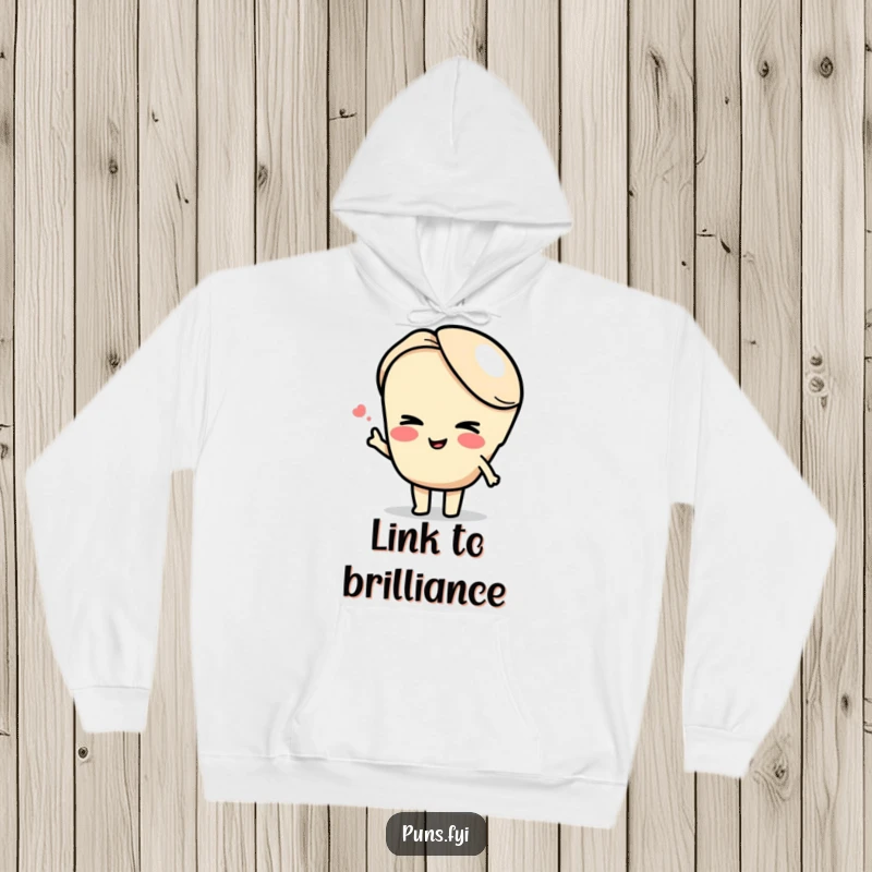 Funny semicolon hoodie showcasing a winking semicolon character connecting two ideas, ideal for cozy contemplation and wit.
