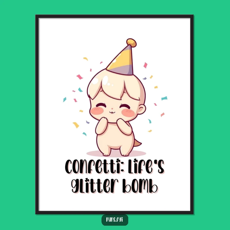 Free Printable Party Character Wall Art: Confetti Poof Festive Funny Downloadable Art