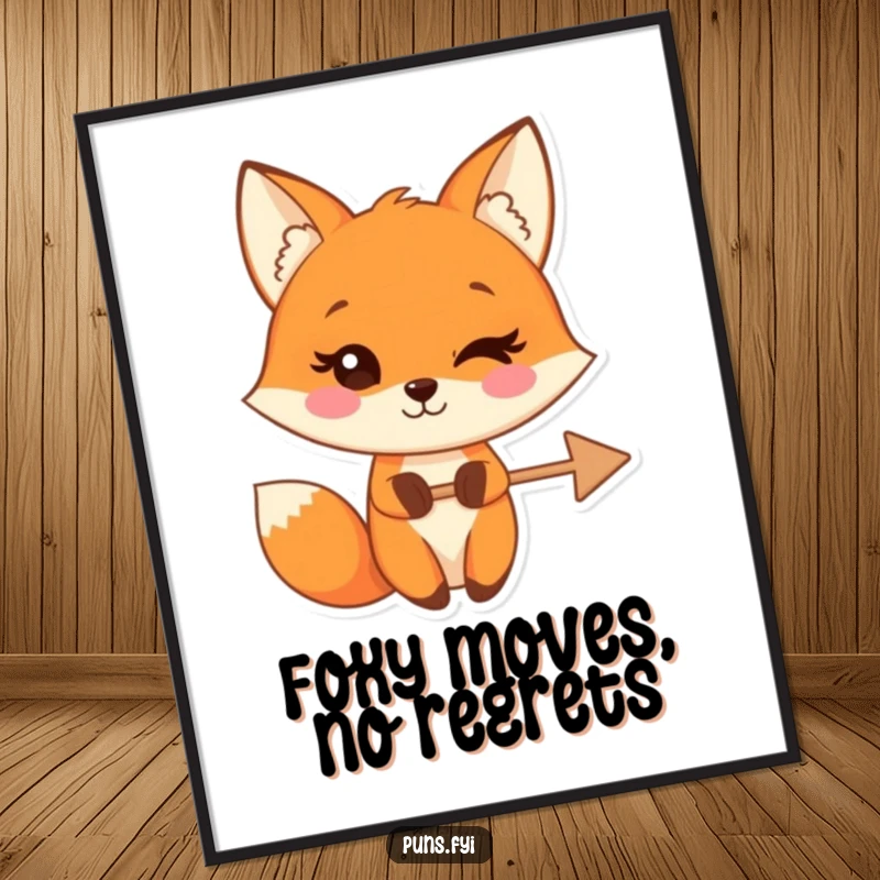 Free Printable Fox Wall Art: A playful fox character winks, holding a crossed-out arrow, a funny downloadable decor piece for a cheeky space.