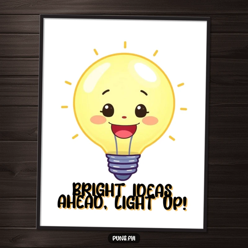 Funny Free Printable Wall Art: Cheerful lightbulb character radiating positive energy and bright, humorous vibes.