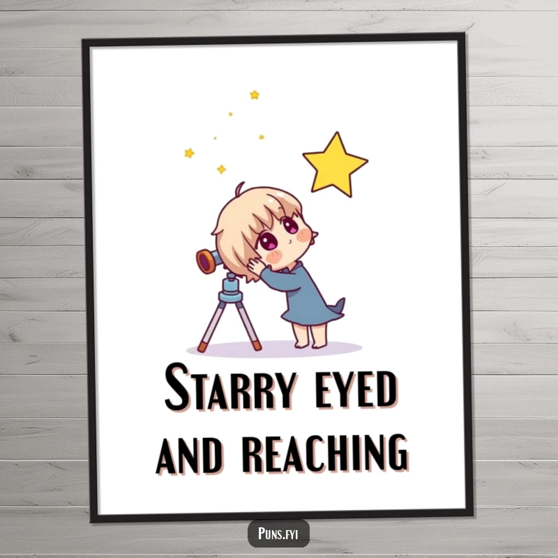 Funny Free Printable Wall Art: A curious character peers through a telescope at a single, bright star.