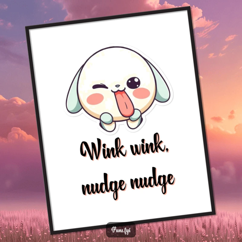 Funny Free Printable Wall Art: A playful character sticks out its tongue and offers a charming wink.