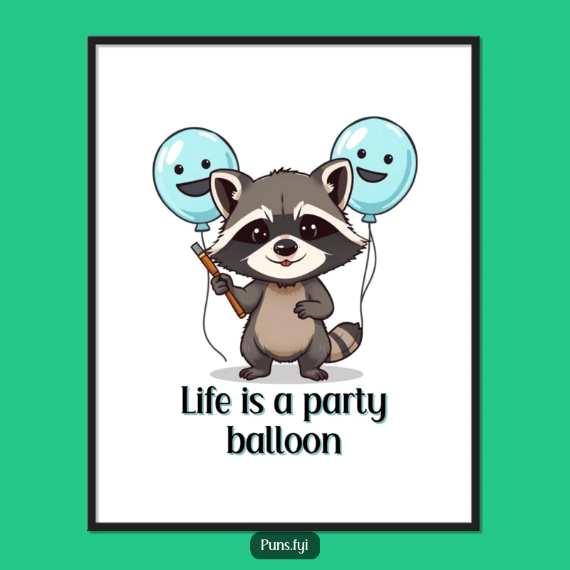 Free Printable Wall Art: Raccoon Balloon Artist - Quirky Downloadable Art for Fun Spaces