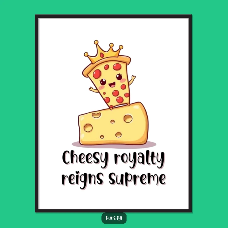 Free Printable Wall Art: Royal Pizza Crown, Cheesy King Decor Download