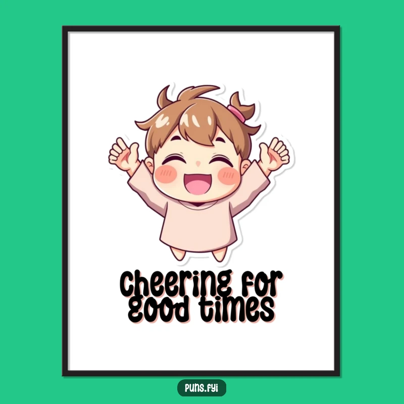 Funny Free Printable Wall Art: Joyful Cheering Character Downloadable Decor