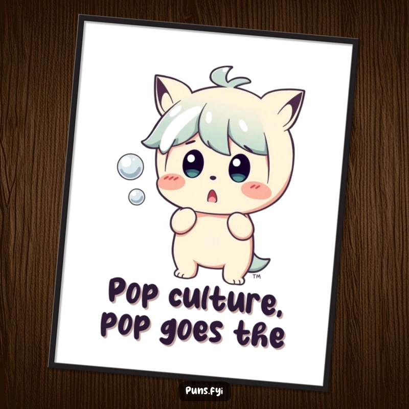 Funny Free Printable Wall Art featuring a character looking hilariously surprised by a small, popping bubble, a whimsical decor piece.