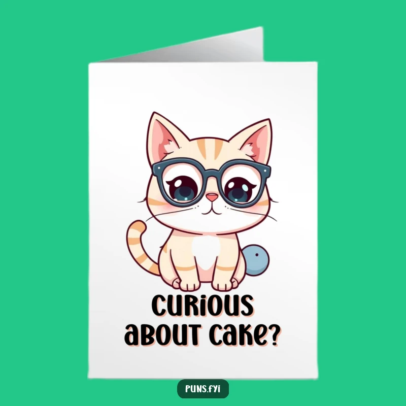 Free Printable Kawaii Cat Birthday Card: Curious Celebration, Funny Downloadable Gift!