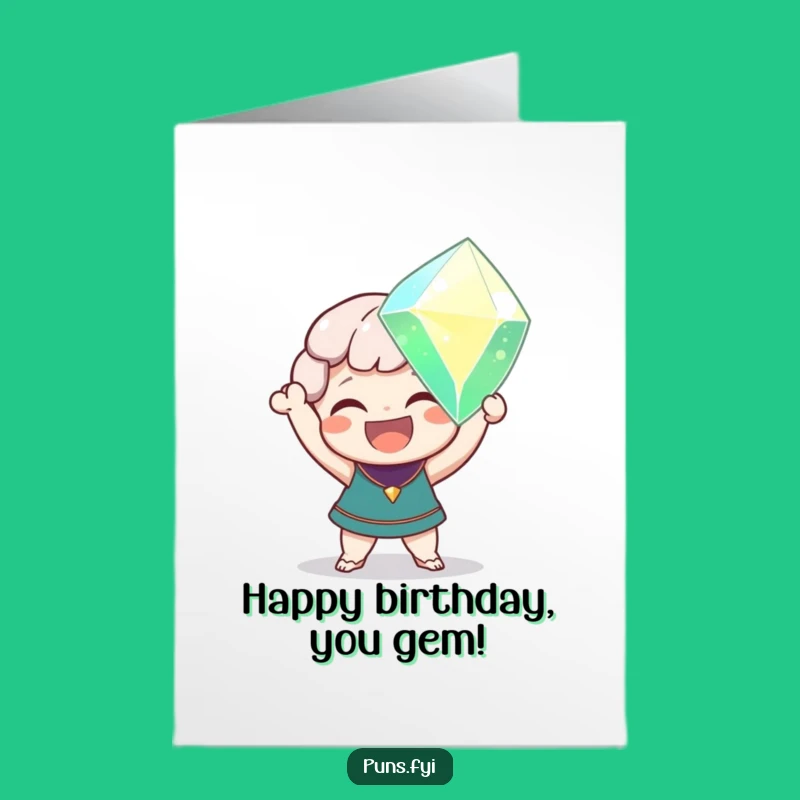 Free Printable Birthday Card: Delighted Character Gem Funny Downloadable Gift