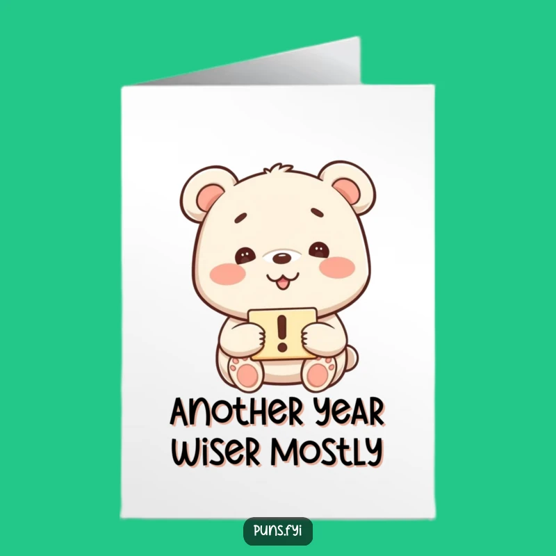 Free Printable Birthday Card: Funny Grinning Bear, Exclamation Mark Humor, Downloadable Greeting Gift