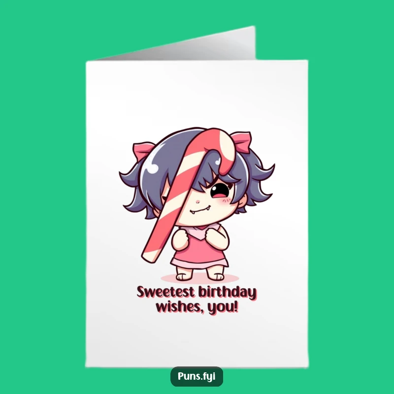 Free Printable Birthday Card: Naughty Candy Cane Character for a Sweetly Funny Gift