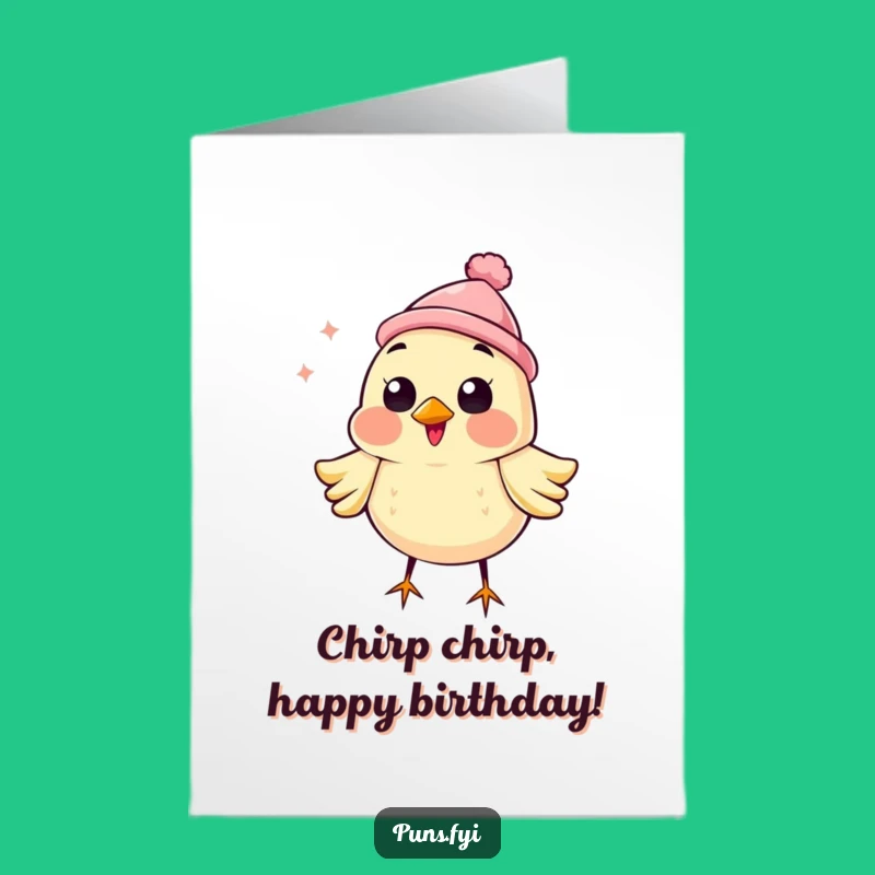 Free Printable Chirpy Bird Birthday Card - Tiny Hat Funny downloadable gift!