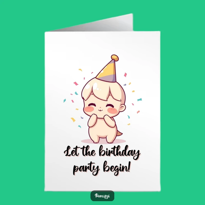 Free Printable Party Character Birthday Card: Confetti Poof Funny Downloadable Gift