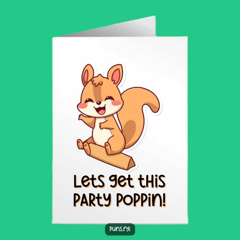 Free Printable Birthday Card: Joyful Squirrel On Exclamation Point Funny Downloadable Gift