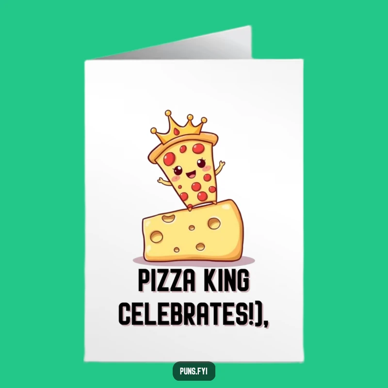 Free Printable Birthday Card: Royal Pizza Crown King, Cheesy Birthday Fun