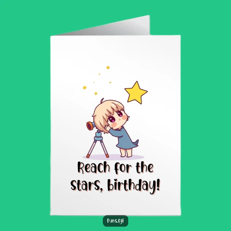 Free Printable Birthday Card: Curious Character Telescope Star Funny Downloadable Gift