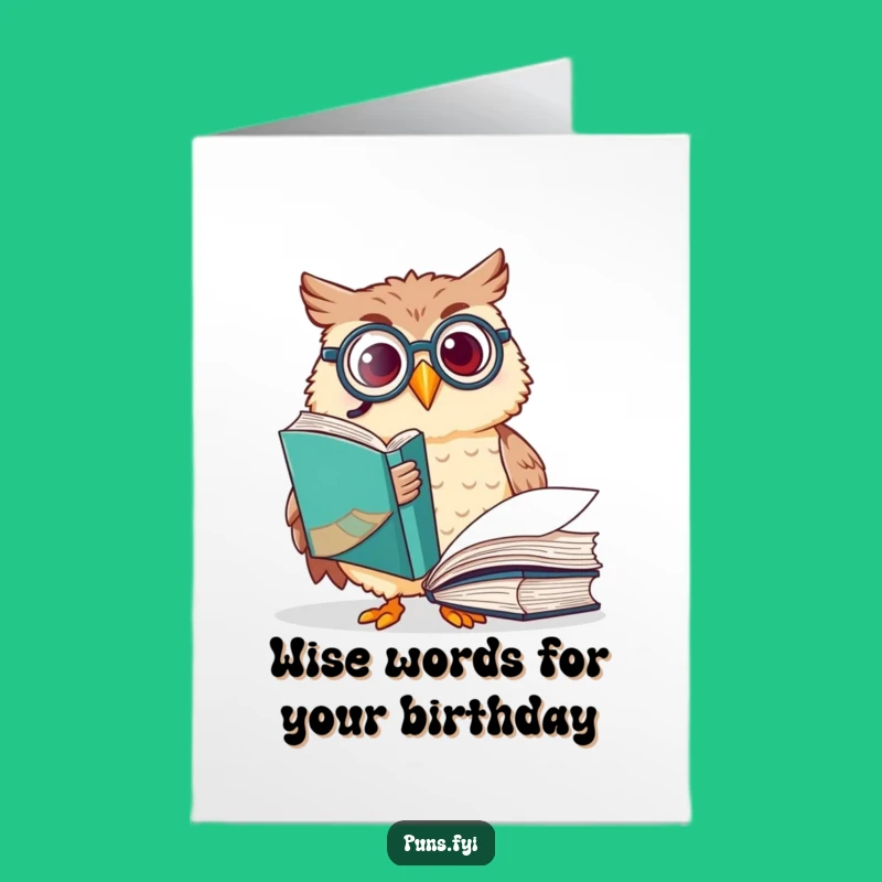 Free Printable Birthday Card: Owl Monocle Book, Cute Downloadable for Smart Wishes!