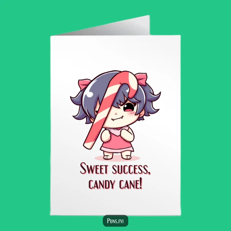 Free Printable Congrats Card: Mischievous Candy Cane Character for a Fun Downloadable Gift
