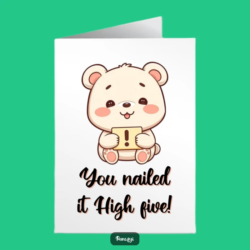 Free Printable Congrats Card: Playful Bear Exclamation, Downloadable Joyful Message, DIY Gift