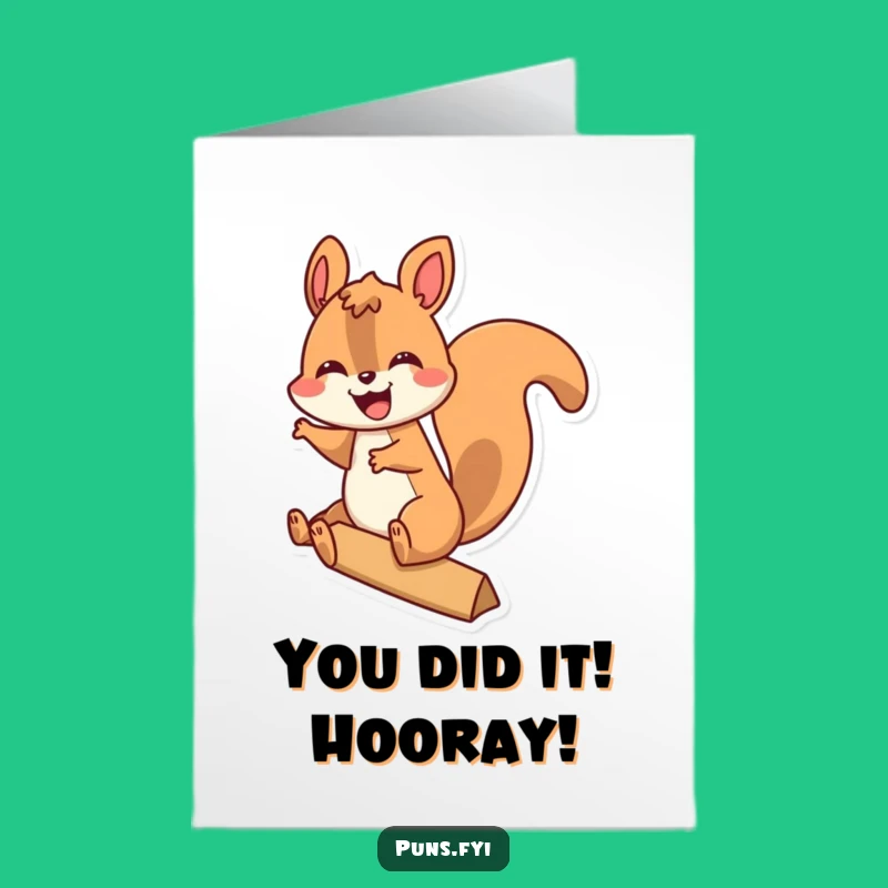 Free Printable Congrats Card: Squirrels Exclamation Point Funny Downloadable Gift for Any Win