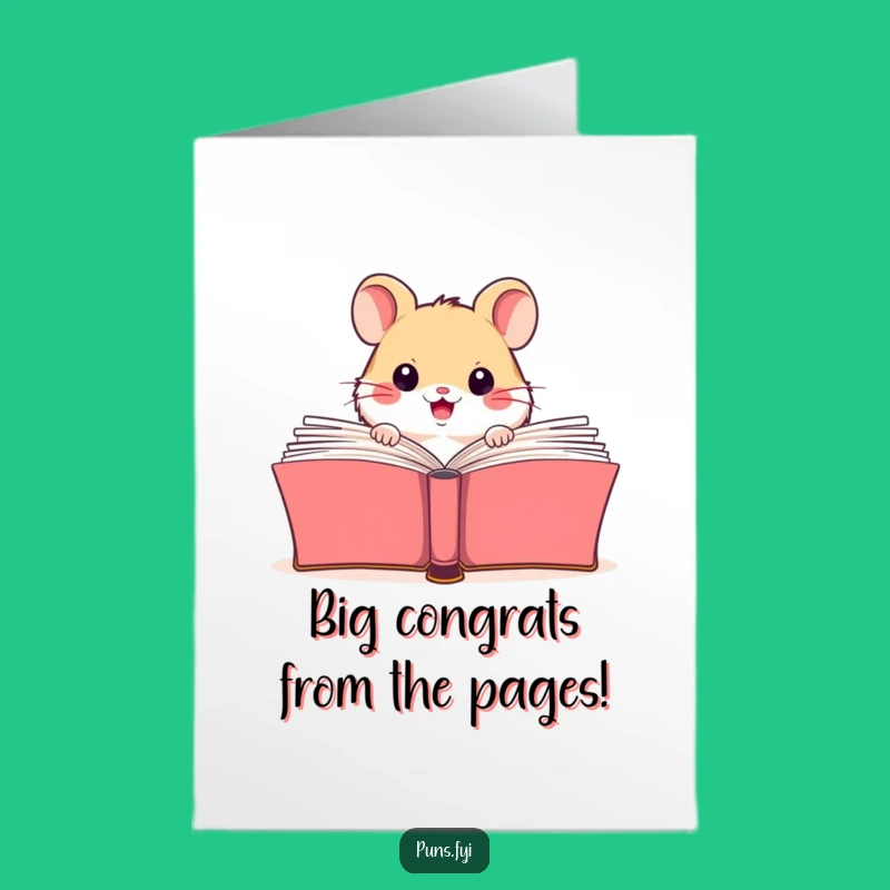 Free Printable Congratulations Card: Hamster Reader - Funny Downloadable Gift for Achievers