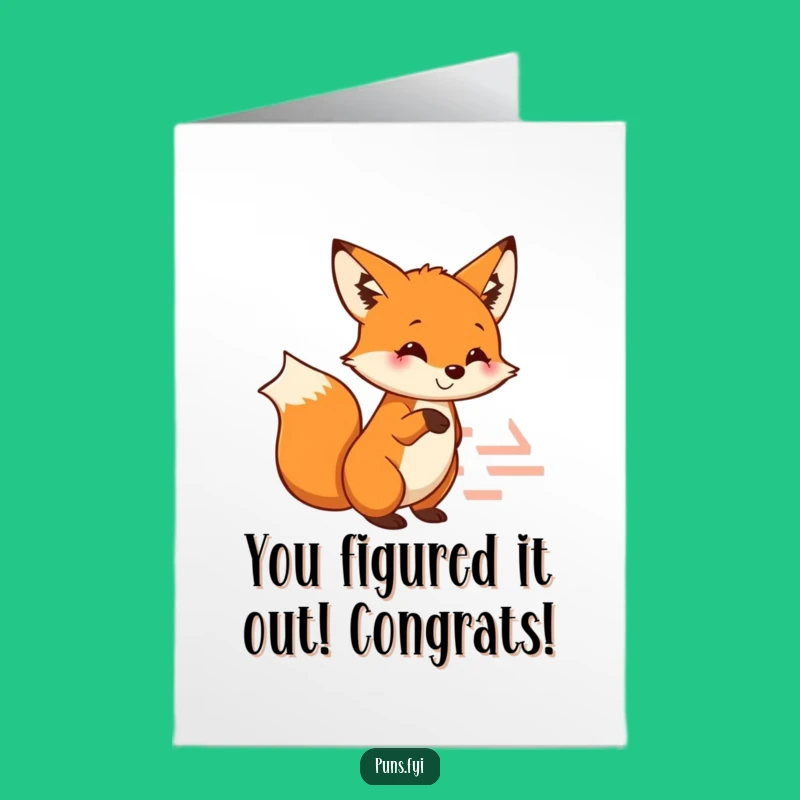 Free Printable Fox Congrats Card: Solved Maze Downloadable Gift