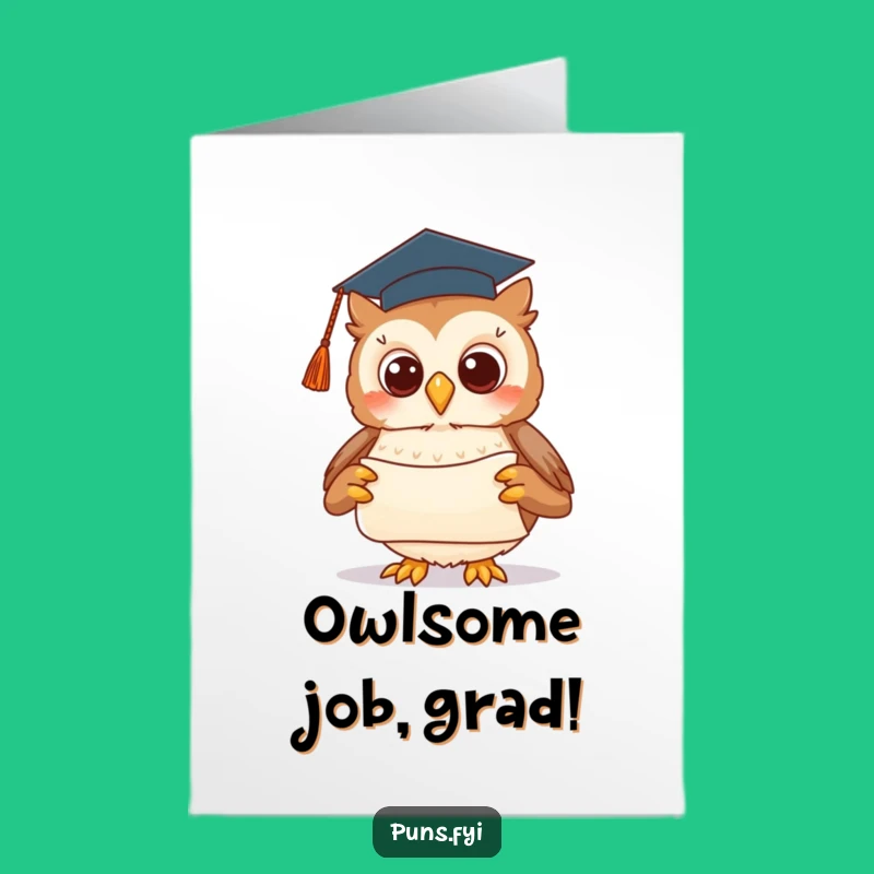 Free Printable Owl Congrats Card Graduation Scroll Downloadable Funny Gift