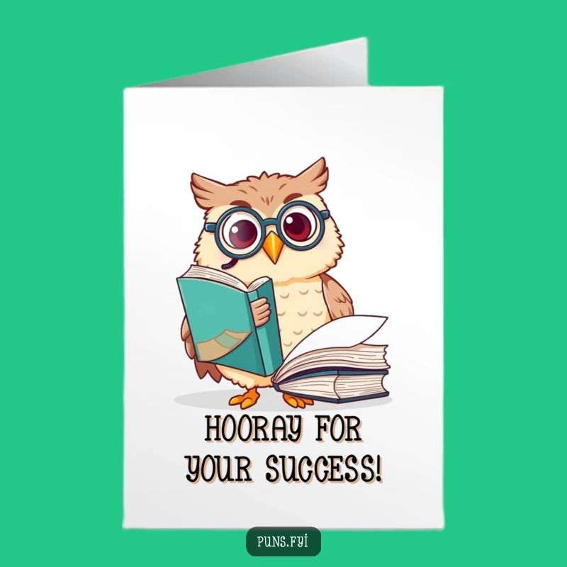 Free Printable Congrats Card: Owl Monocle Book, Cute Downloadable for Clever Success!