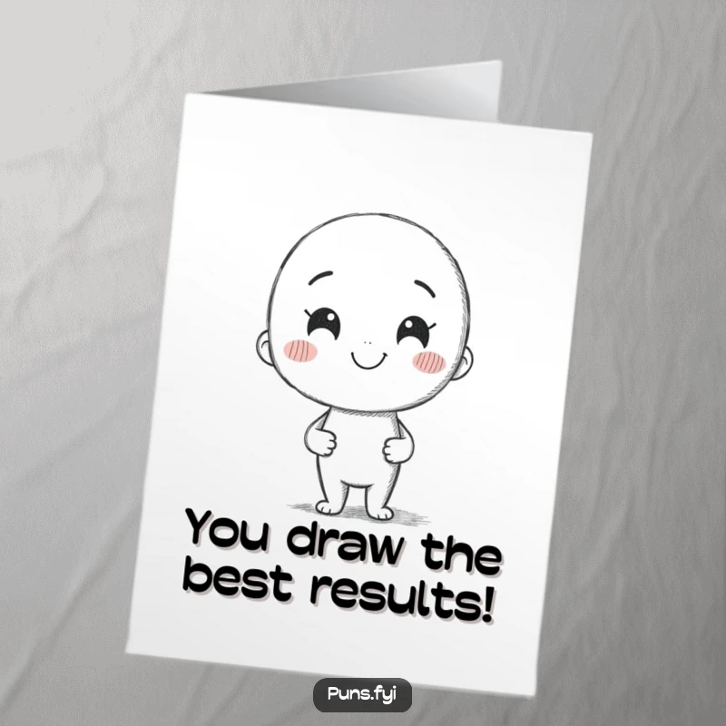 Funny Free Printable Congratulations Card: Smiling pencil drawing a crooked line, symbolizing a unique and successful path forward.