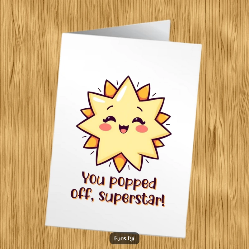 Funny Free Printable Congratulations Card: A bursting cartoon star with a 'POP!' graphic, signaling exciting achievements and good news.