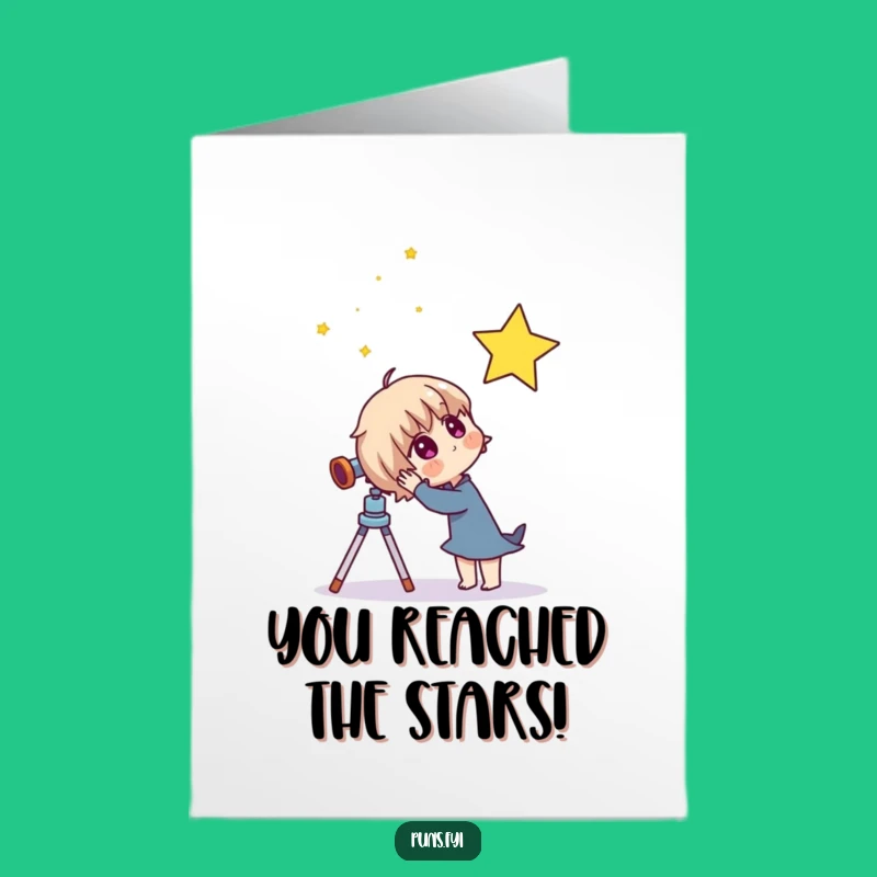 Free Printable Congrats Card: Curious Character Telescope Star Funny Achievement Gift