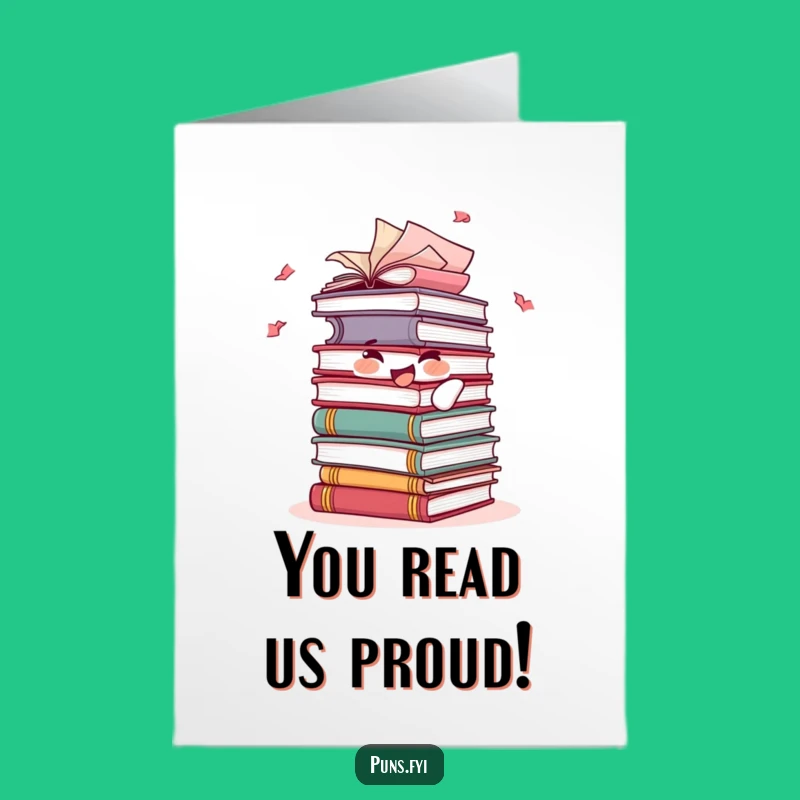 Free Printable Congrats Card: Books Stack’s Achievement, Humorous Downloadable Greeting