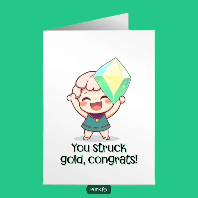 Free Printable Congrats Card: Delighted Character Gem Funny Achievement Gift