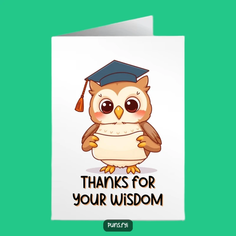 Free Printable Owl Thank You Card Graduation Scroll Downloadable Funny Gift